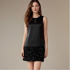 Bow Front Contrast Sequin Hem Mini Dress Black